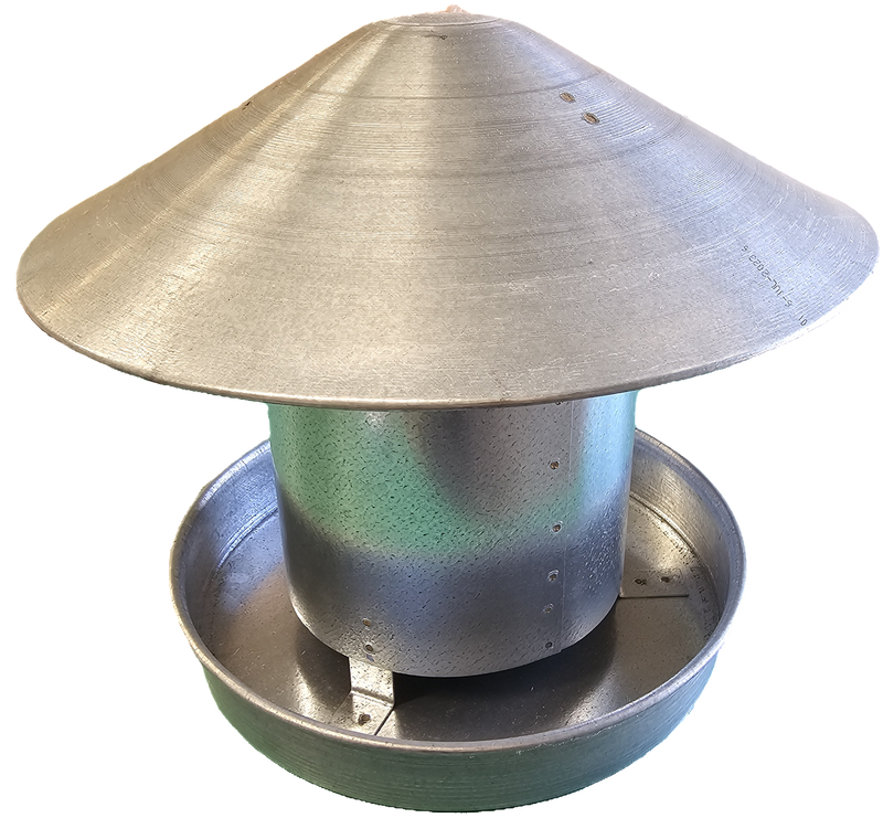Galvanised Poultry Feeder w Hat 5kg