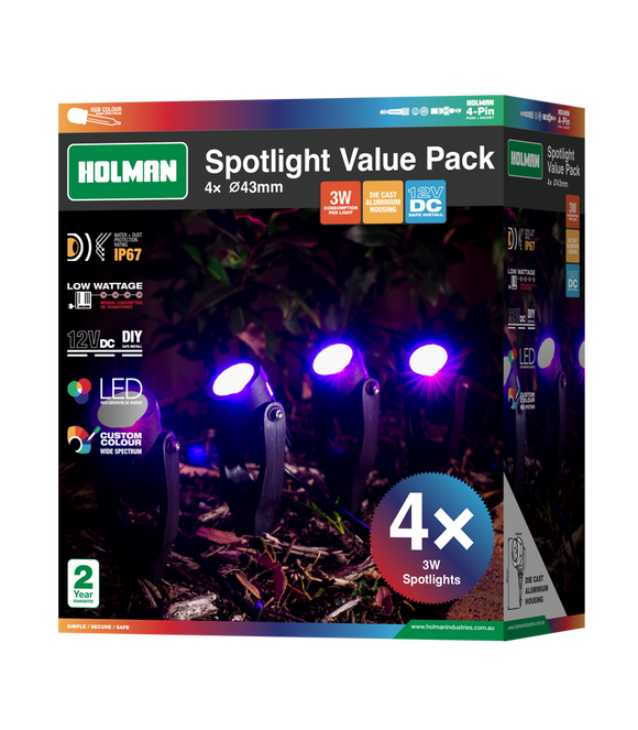 RGB 43mm Spot Light 3w Pack 4
